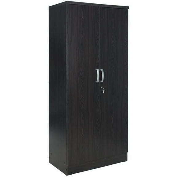 Pemberly Row Two Doors Modern Wood Armoire Wardrobe Cabinet in Tobacco