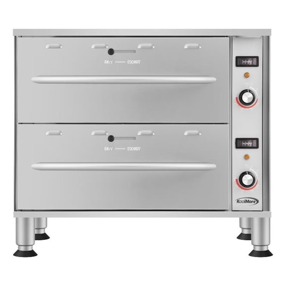 Pemberly Row Two-Drawer Commercial Free Standing Warming Drawers in Steel