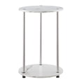 thumbnail image 1 of Pemberly Row Two-Tier Round Modern Stainless Steel End Table in White, 1 of 5