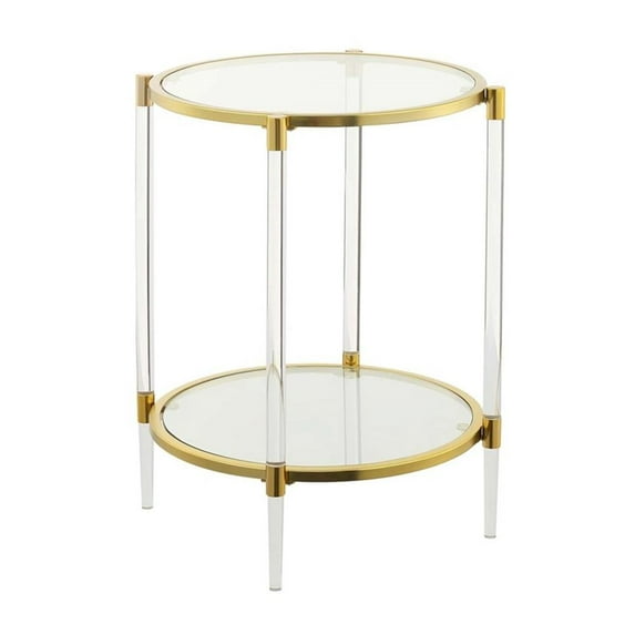 Pemberley Row Glass Clear/Gold End Table Rectangular Two-Tier 24" Unassembled