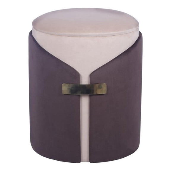 Pemberly Row Two-Toned Ottoman with Storage or Vanity Stool - Brown