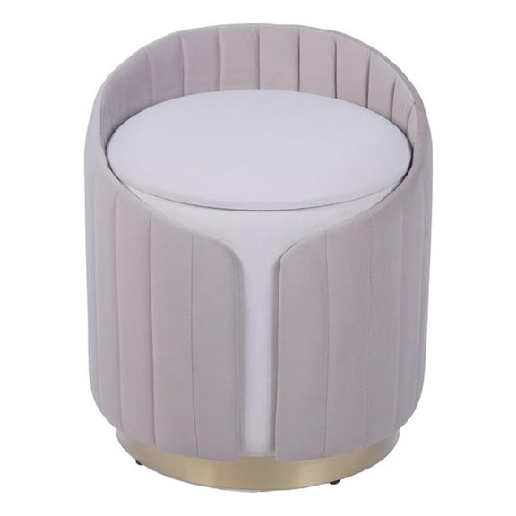 Pemberly Row Two-Toned Ottoman with Storage or Vanity Stool - Taupe