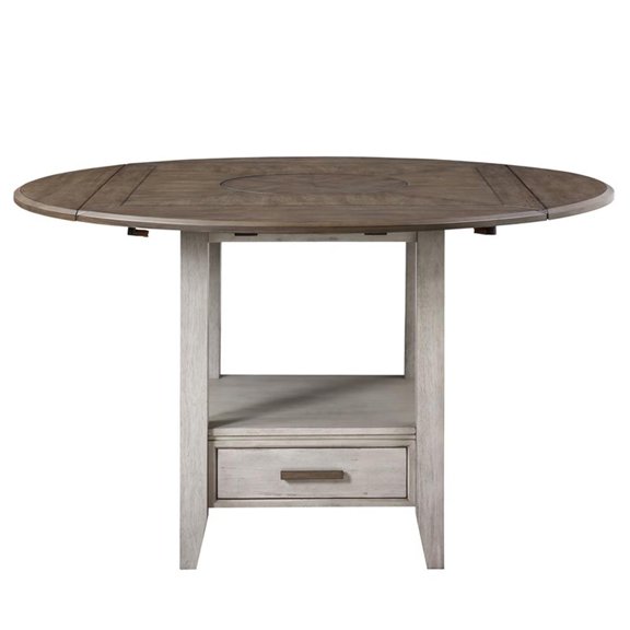 Pemberly Row Two-tone Smokey Alabaster and Brown Drop-leaf Counter Table