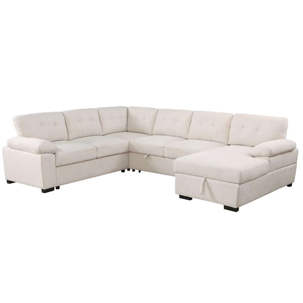 Pemberly Row UShaped Sleeper Sectional Sofa Pull Out Bed Storage