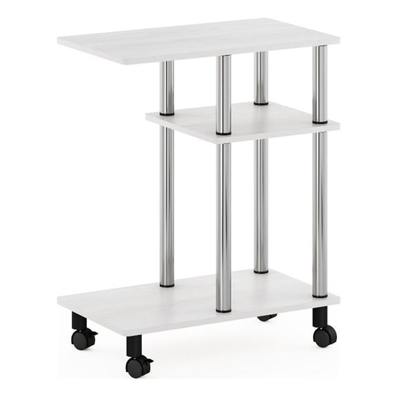 Pemberly Row U-shape Sofa Side Table with Casters Stainless Steel Tubes