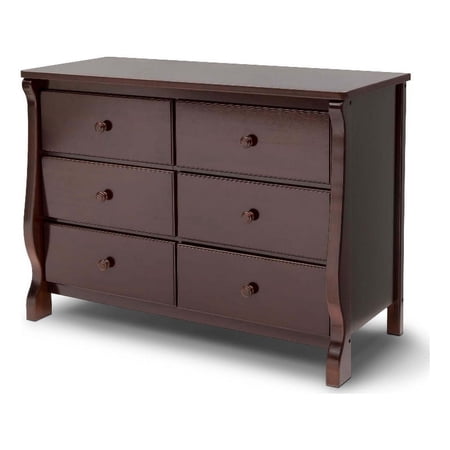 Pemberly Row Universal 6-Drawer Engineered Wood Dresser in Dark Chocolate