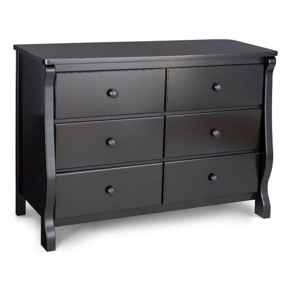 Pemberly Row Universal 6-Drawer Wood and Metal Dresser in Black