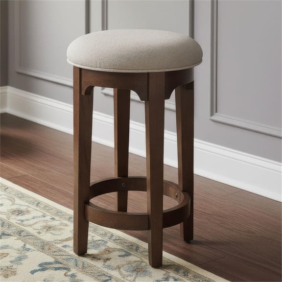 Pemberly Row Upholstered Console Stool with Chenille Seat in Cherry