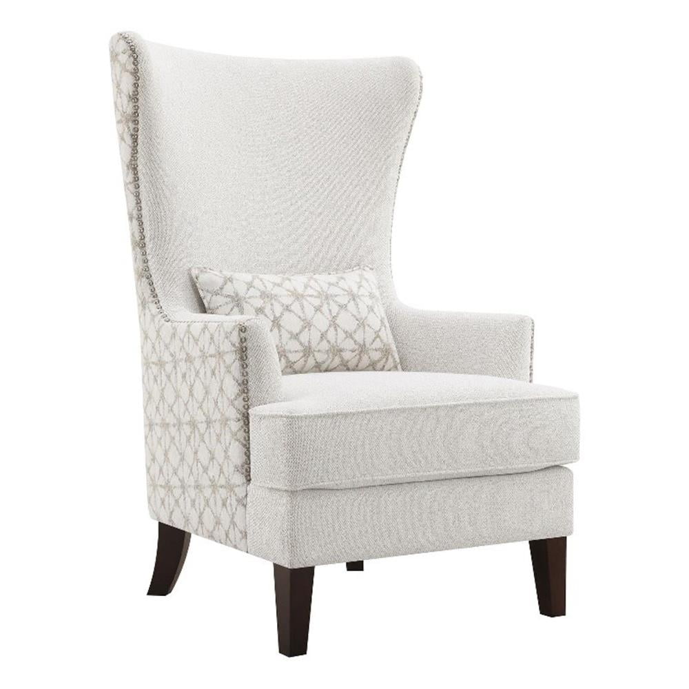 Pemberly Row Upholstered Fabric Accent Chair with Wingback in Latte ...