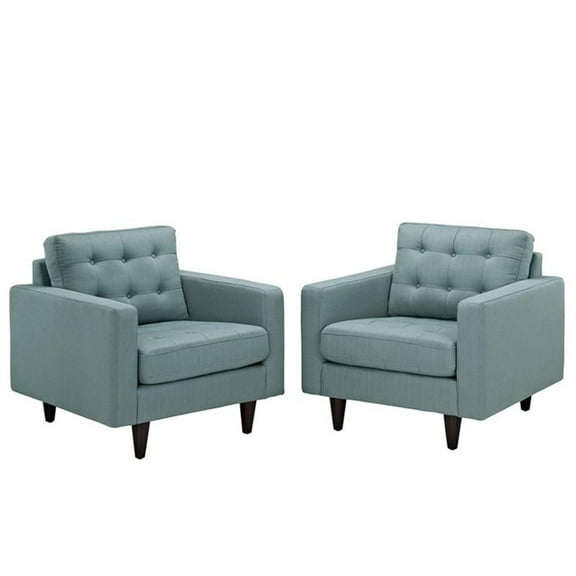 Pemberly Row Upholstered Fabric Armchair in Laguna Blue (Set of 2)