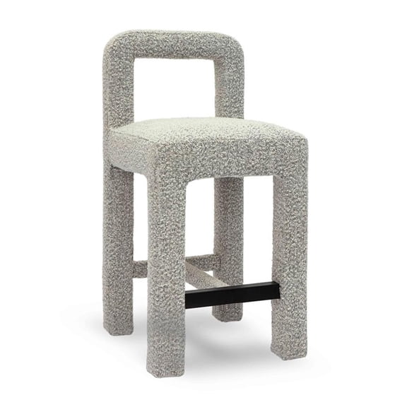 Pemberly Row Upholstered Fabric Contemporary Accent Gray Boucle Counter Stool