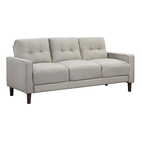 Pemberly Row Upholstered Fabric Sofa with Track Arms in Beige