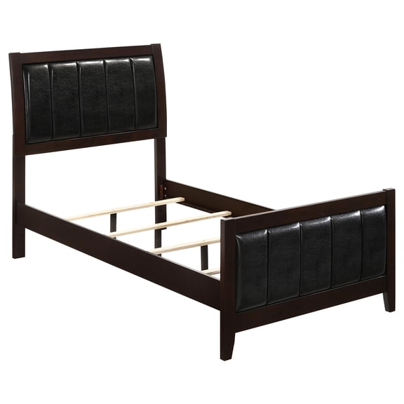 Pemberly Row Upholstered Faux Leather Twin Panel Bed in Black