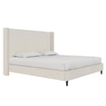 thumbnail image 1 of Pemberly Row Upholstered Platform Bed Frame - King in Textured Ivory Canvas, 1 of 14