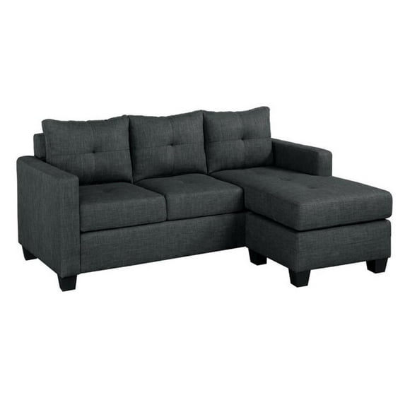 Pemberly Row Upholstered Reversible Sofa Chaise in Dark Gray