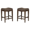 thumbnail image 1 of Pemberly Row Upholstered Saddle Wood BarStool in Walnut Gray - Set of 2, 1 of 7
