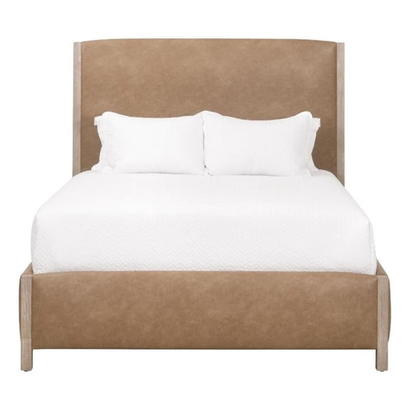 Pemberly Row Upholstered Standard King Bed 82" x 61" in Tan Leather