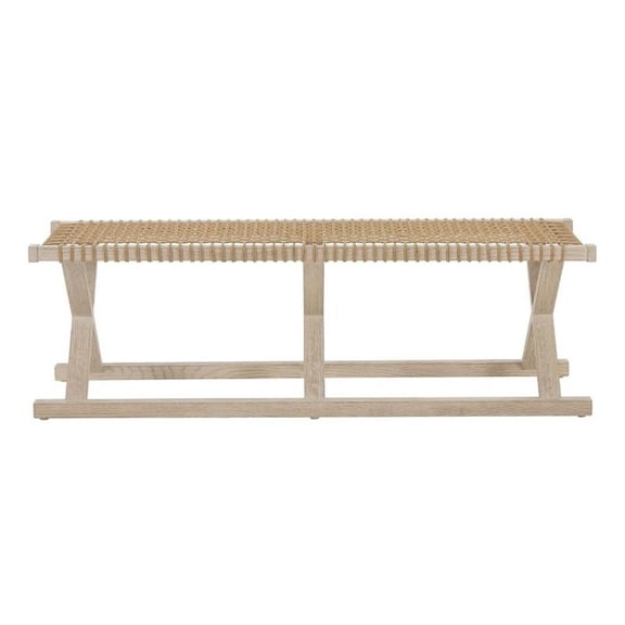 Pemberly Row Upholstered Storage Bench in Dockside Natural Tan Oak