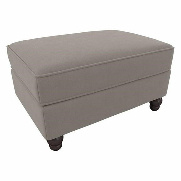 Pemberly Row Upholstered Storage Ottoman in Beige Herringbone Fabric