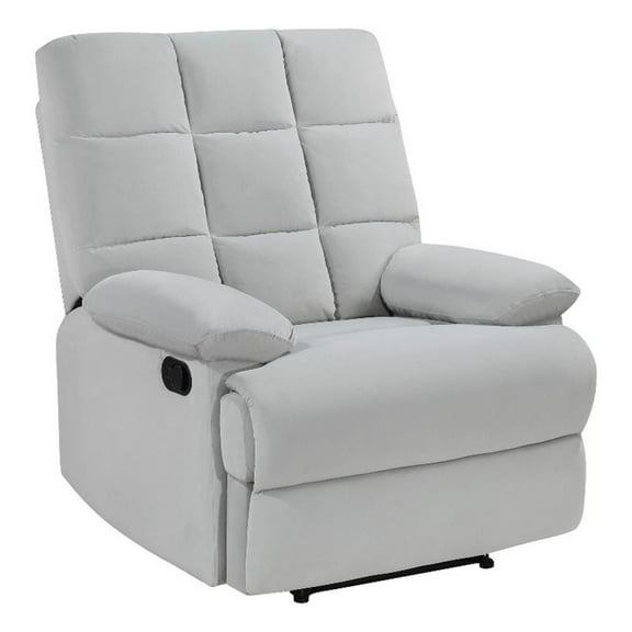 Pemberly Row Upholstered Velvet Fabric Manual Recliner in Light Gray