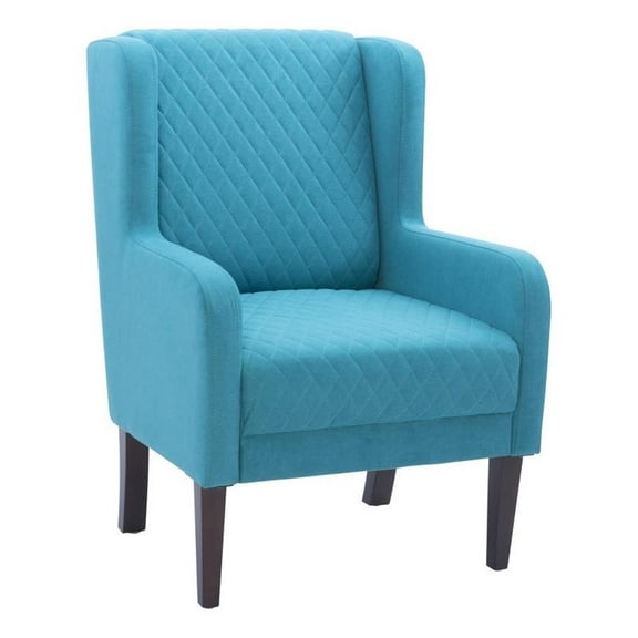 Pemberly Row Upholstered Wingback Accent Chair with Quilted Back & Seat in Teal
