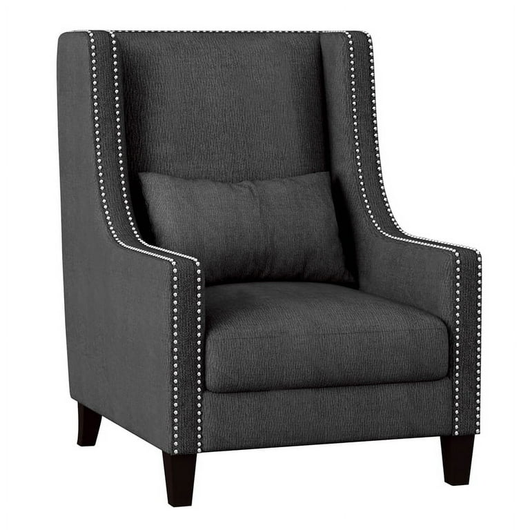 Dark gray wingback chair deals