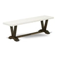 thumbnail image 1 of Pemberly Row V-Style 15x60" Wood Dining Bench in Jacobean/Linen White, 1 of 5