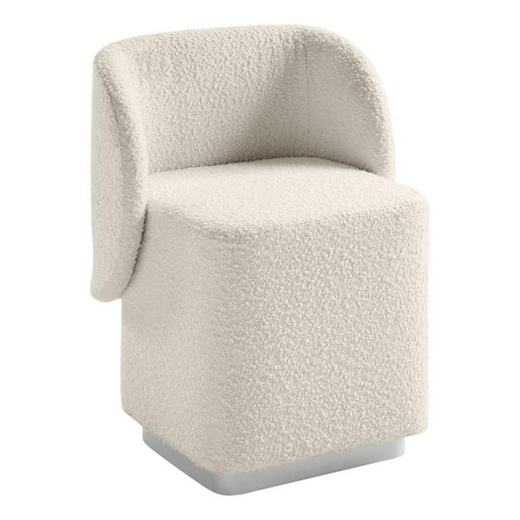 Pemberly Row Vanity Chair in Textured Cream Fabric Fully Assembled