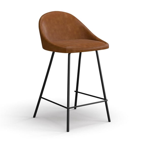 Pemberly Row Vegan Leather Counter Height Stools (Set of 2) in Bronze