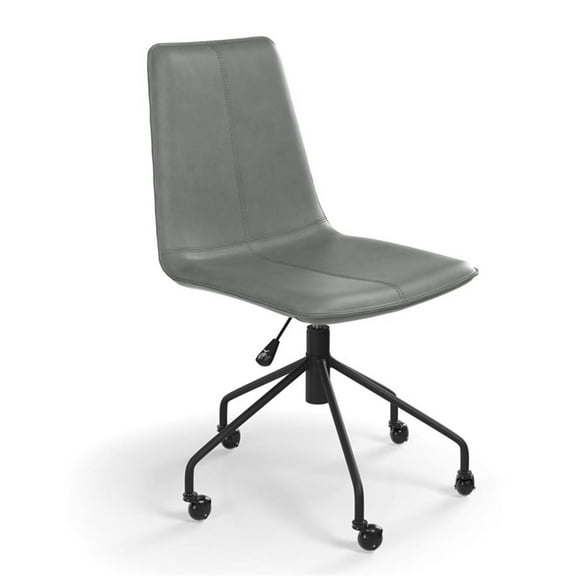Pemberly Row Vegan Leather Rolling Swivel Task Chair in Smoke