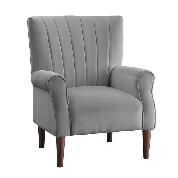 Pemberly Row Velvet Accent Chair in Dark Gray