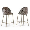 thumbnail image 1 of Pemberly Row Velvet Bar Stools in Yellow Leopard Print (Set of 2), 1 of 3