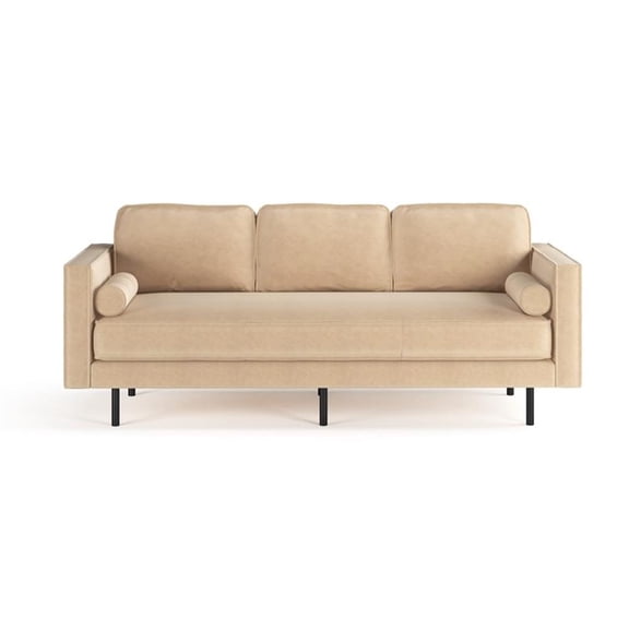 Pemberly Row Velvet Mid-Century Contemporary Velvet Sofa in Sand