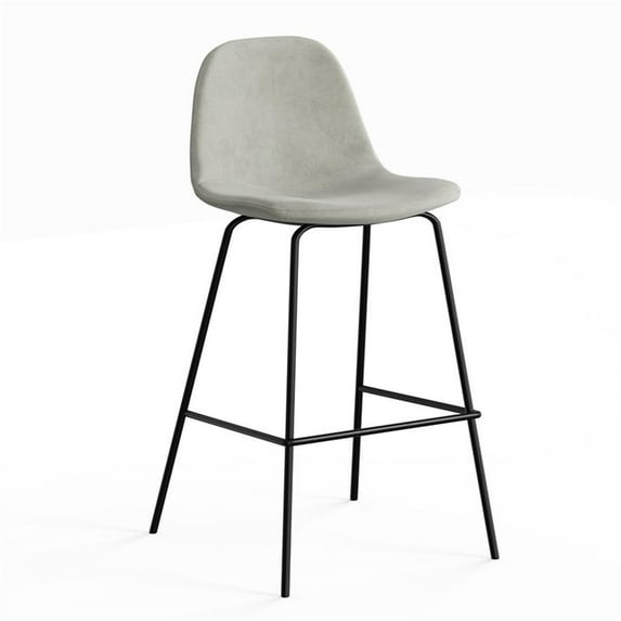 Pemberly Row Velvet Performance Counter Height Stools (Set of 2) in Silver
