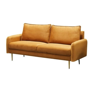 Pemberly Row Velvet Sofa Modern Couch with Metal Legs for Living Room-Ginger