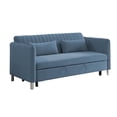 thumbnail image 1 of Pemberly Row Velvet Upholstered Click Clack Convertible Sofa in Blue, 1 of 4