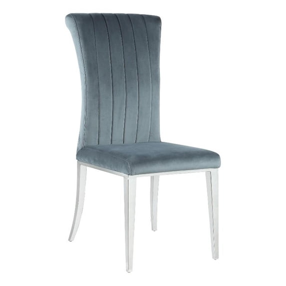 Pemberly Row Velvet Upholstered Curved Back Side Chairs Dark Gray (Set of 2)