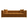 thumbnail image 1 of Pemberly Row Velvet Upholstered  Square Arm Couch in Cognac Tan, 1 of 6