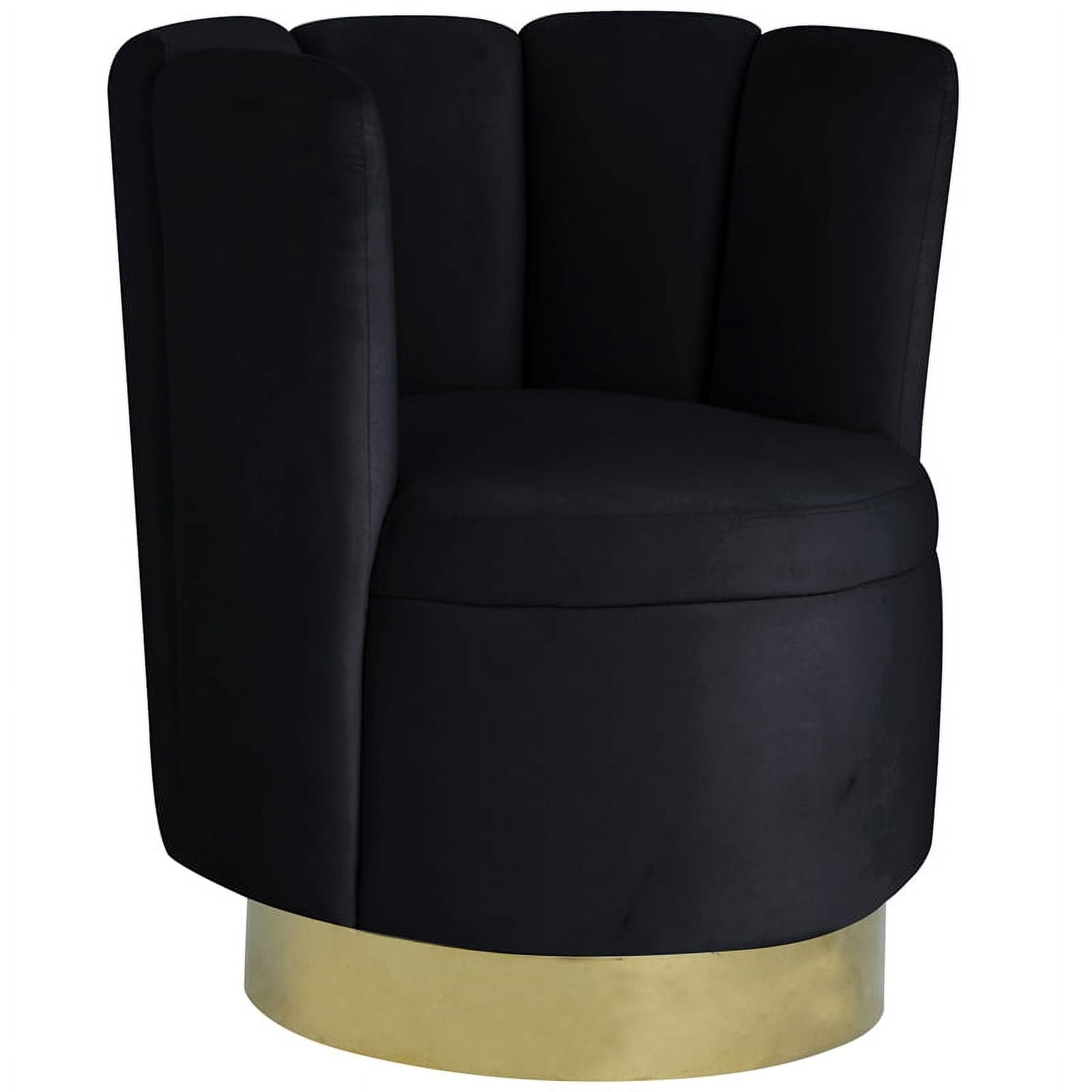 Pemberly Row Velvet Upholstered Swivel Accent Chair in Black Velvet