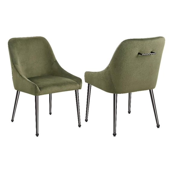 Pemberly Row Contemporary Fabric Upholstered Dining Side Chairs in Olive