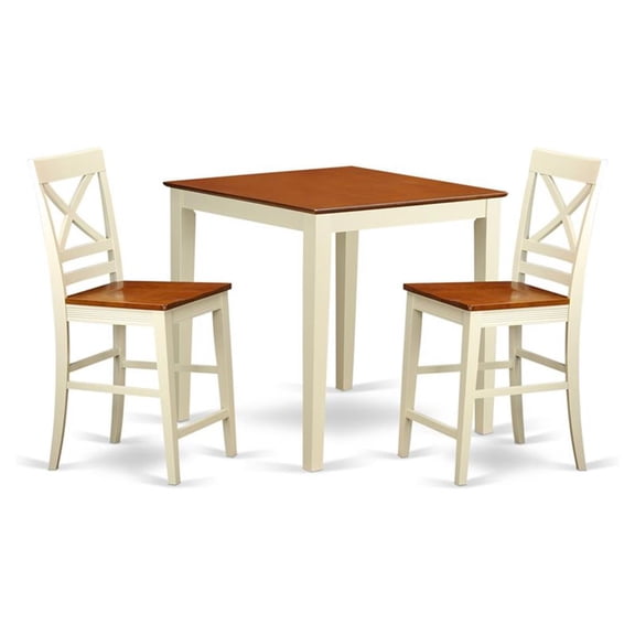 Pemberly Row Vernon 3-Piece Wood Kitchen Set in Buttermilk & Cherry