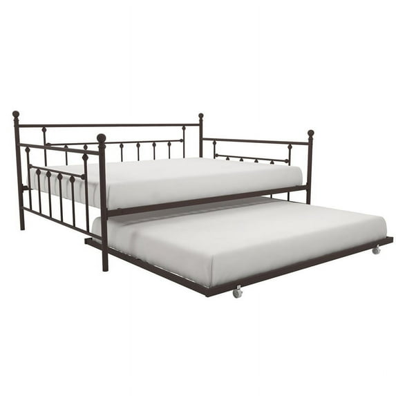 Pemberly Row Victorian Design Modern Metal Daybed and Trundle in Bronze