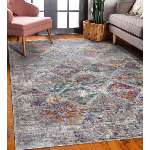 Pemberly Row Vintage Patchwork Boho Chic Faded Area Rug Rectangle 6'7" x 9'6"