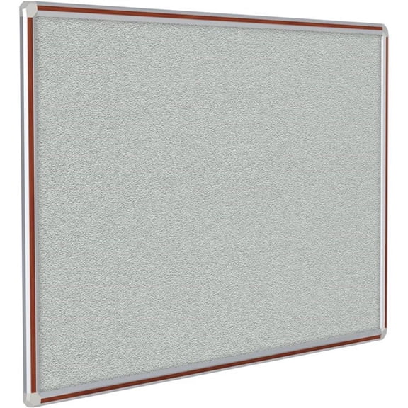 Pemberly Row Vinyl 3' x 4' Bulletin Board with Cherry Trim in Gray