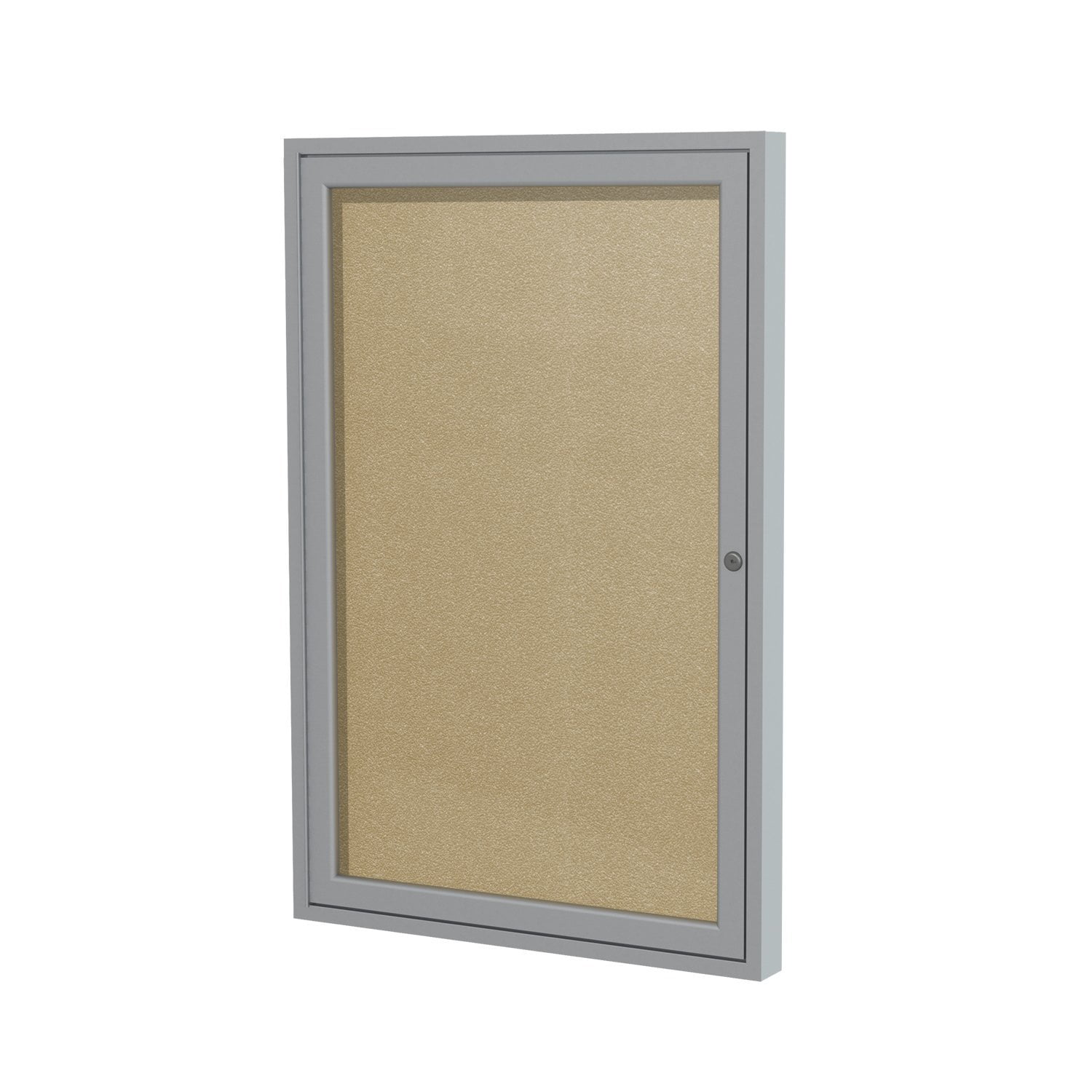 Pemberly Row Vinyl 36" x 24" 1 Door Enclosed Bulletin Board in Caramel