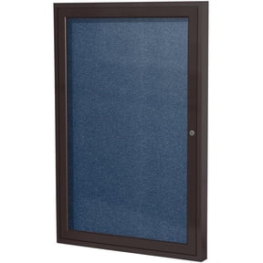Pemberly Row Vinyl 36" x 30" 1 Door Enclosed Bulletin Board in Navy