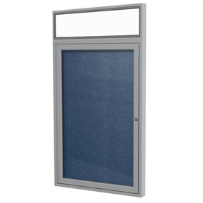 Pemberly Row Vinyl 36" x 30" 1 Door Enclosed Headliner Letterboard in Navy