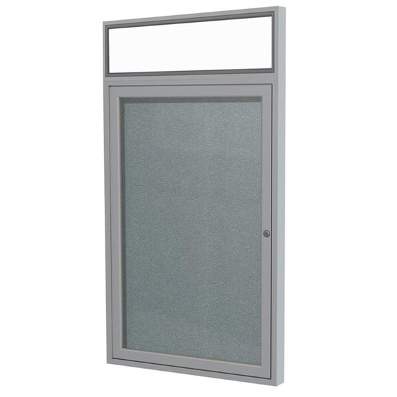 Pemberly Row Vinyl 36" x 36" 1 Door Enclosed Bulletin Board in Stone