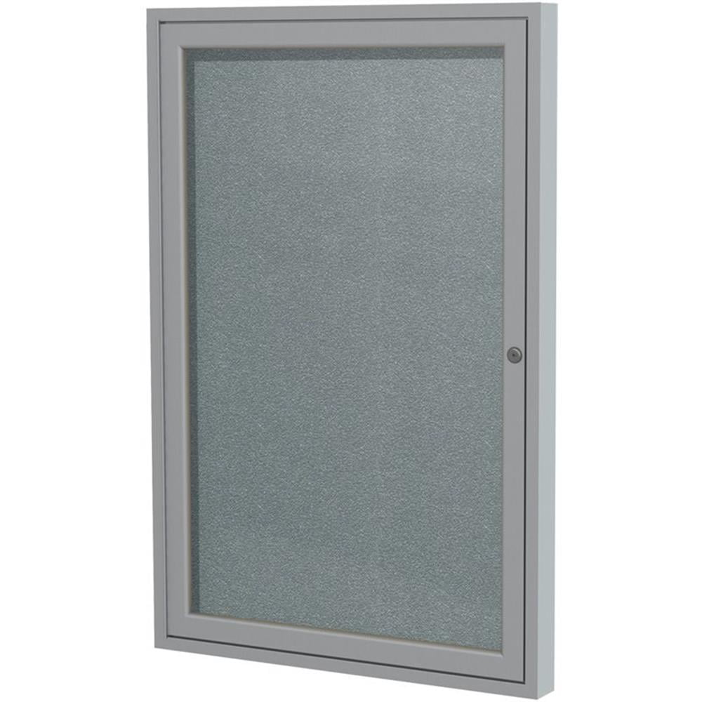 Pemberly Row Vinyl 36" x 36" 1 Door Enclosed Bulletin Board in Stone