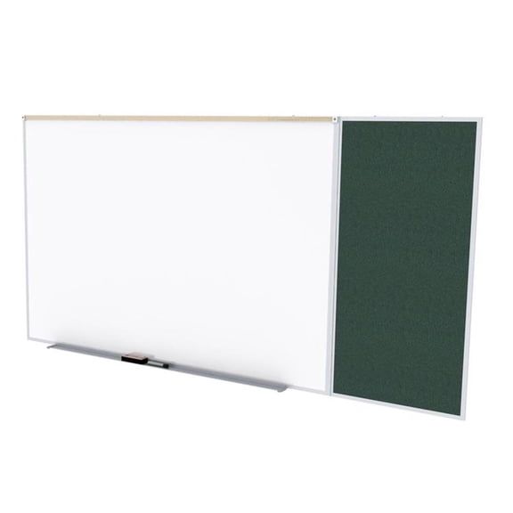 Pemberly Row Vinyl 4' x 12' Bulletin & Magnetic Whiteboard in Ebony Brown